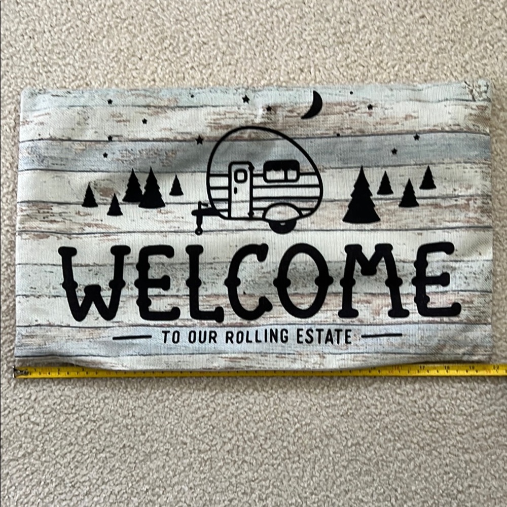 Rustic Welcome pillowcase with Camper Design
